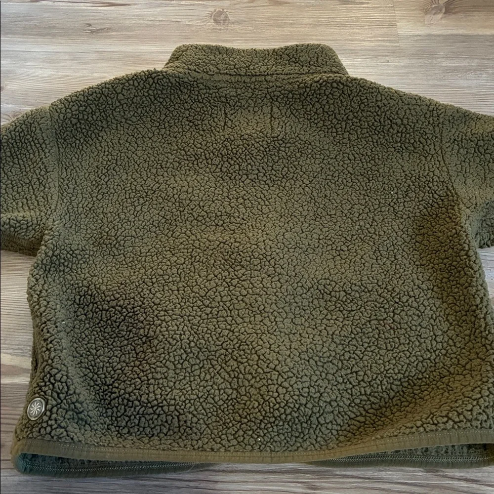 Athleta Girl So Toasty Sherpa Jacket Olive green Girls M (8-10) Full zip Cozy